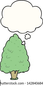 cartoon tall tree with thought bubble