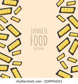 cartoon tamagoyaki, japanese food frame border background
