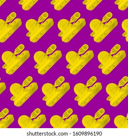 Cartoon Tank pattern seamless. War machine toy background. Baby fabric texture. vector ornament