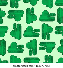 Cartoon Tank pattern seamless. War machine toy background. Baby fabric texture. vector ornament