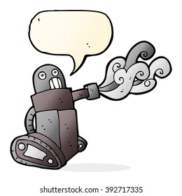 Cartoon-Tankroboter mit Sprachblase