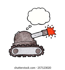 cartoon tank with thought bubble