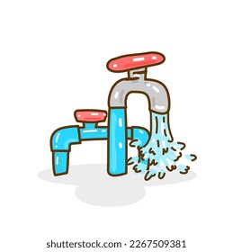 Cartoon the tap on White Background.

