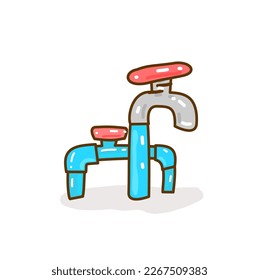 Cartoon the tap on White Background.

