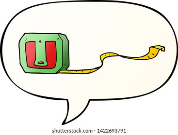 cartoon tape measure with speech bubble in smooth gradient style