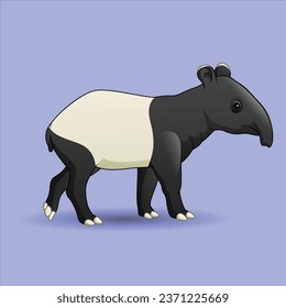 Cartoon tapir isolated animal character design illustration