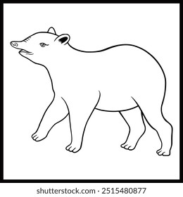 Tapir de desenhos animados sobre fundo branco