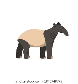 Cartoon tapir on a white background.Flat cartoon illustration for kids.