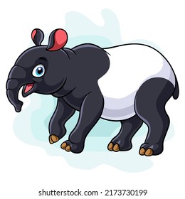 Cartoon tapir smiling happily isolated on a white background.