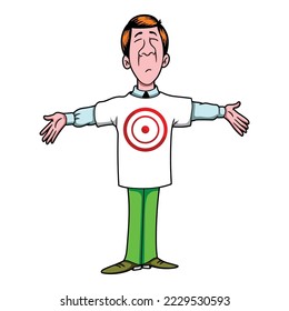 cartoon target man hand draw vector
