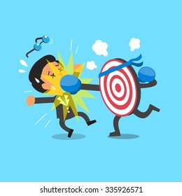 Cartoon a target punching businessman
