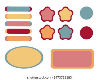 Cartoon task planners, cute paper stickers, banners, to-do lists or notepads. Empty schedule. Bookmarks. Colorful note paper for kids, school or office. Vector illustration