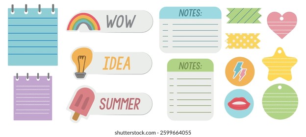 cartoon task planners cute paper sticky.