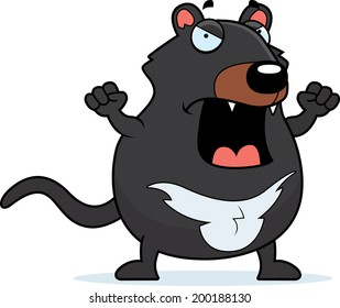 A cartoon Tasmanian devil with an angry expression.