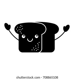 cartoon tasty bread leaf fresh kawaii