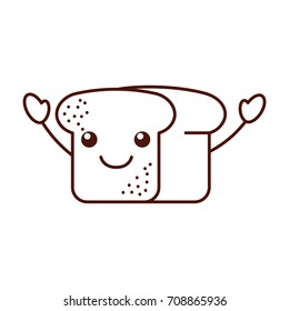 cartoon tasty bread leaf fresh kawaii