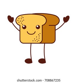 cartoon tasty bread leaf fresh kawaii