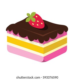 Cartoon tasty cake isolated on white background. Vector illustration. element for banner, infographic and label
