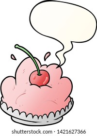 cartoon tasty dessert with speech bubble in smooth gradient style