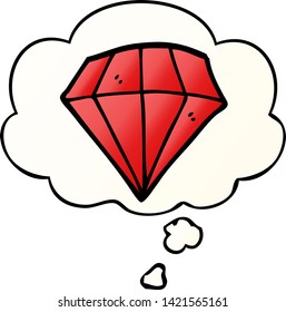 cartoon tattoo diamond with thought bubble in smooth gradient style