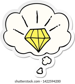 cartoon tattoo diamond with thought bubble as a printed sticker