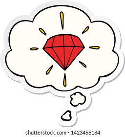 cartoon tattoo diamond with thought bubble as a printed sticker