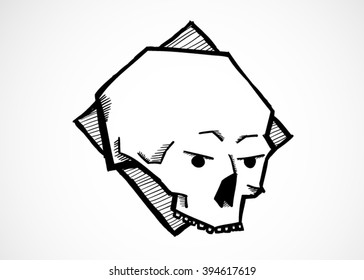 Cartoon tattoo style skull