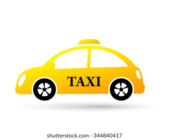 cartoon taxi car on white background with shadow
