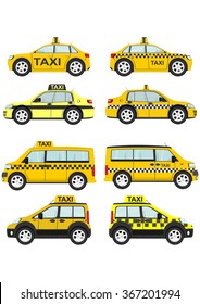 Cartoon taxi car on a white background. Vector
