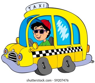 Cartoon taxi driver - vector illustration.