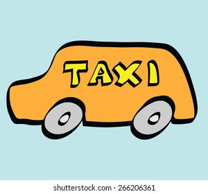 cartoon taxi  icon, vector illustration 