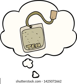 cartoon tea bag with thought bubble
