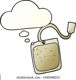 cartoon tea bag with thought bubble in smooth gradient style