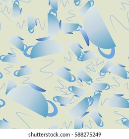 Cartoon tea cups. Seamless pattern.