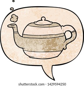 Teekanne mit Cartoon mit Sprachblase im Retro-Stil