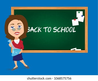 Cartoon Teacher Attrition Blackboard Flat Design Stock Vector (Royalty ...