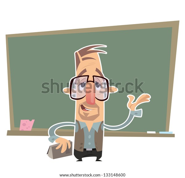 Cartoon Teacher Big Eye Glasses Presenting Stock Vector Royalty Free 133148600