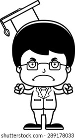 A cartoon teacher boy looking angry.