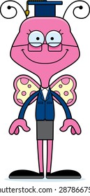 A cartoon teacher butterfly smiling.