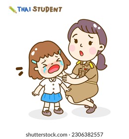 Cartoon Teacher and Crying kids vector.

