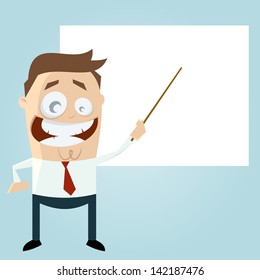 cartoon teacher with an empty board