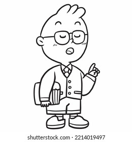 Cartoon Teacher Man Doodle Kawaii Anime Coloring Page Cute Illustration Drawing Clipart Character Chibi Manga Comics