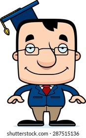 A cartoon teacher man smiling.