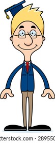 A cartoon teacher man smiling.