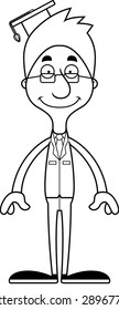A cartoon teacher man smiling.