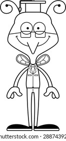 A cartoon teacher mosquito smiling.