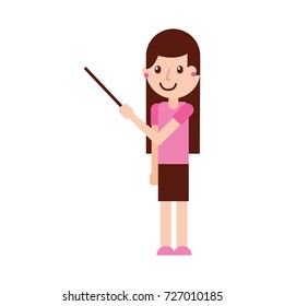 cartoon teacher with pointer standing