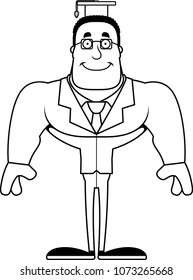 A cartoon teacher smiling.
