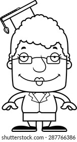 A cartoon teacher woman smiling.