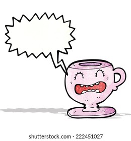 Cartoon-Teakup mit Sprachblase